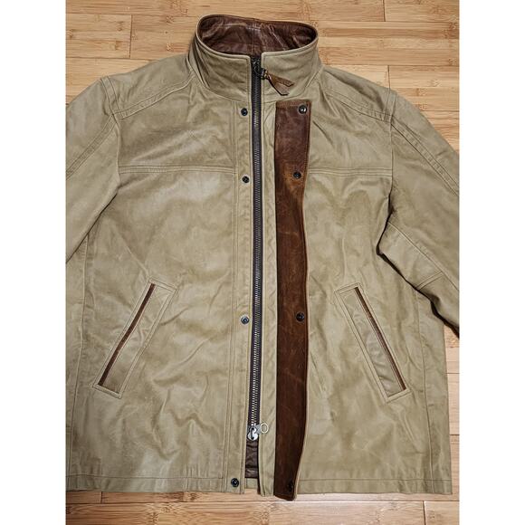 LONE PINE Leather Romeo Jacket Men 46 Brown Beige Wool Lined Outdoor Made In USA - Picture 3 of 13